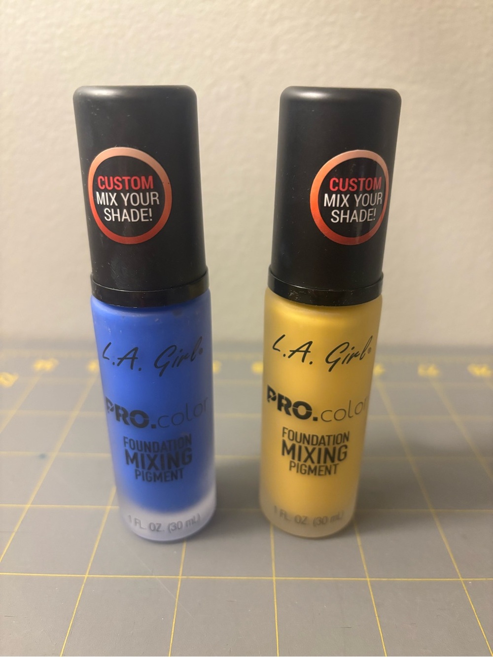 LA girl pro color foundation mixing pigment blue yellow